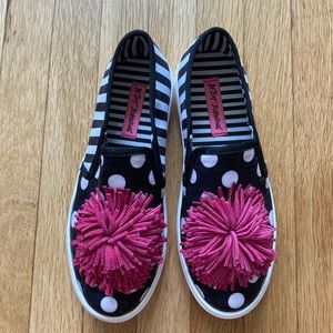 Betsey Johnson Pom Pom Slide Sneakers